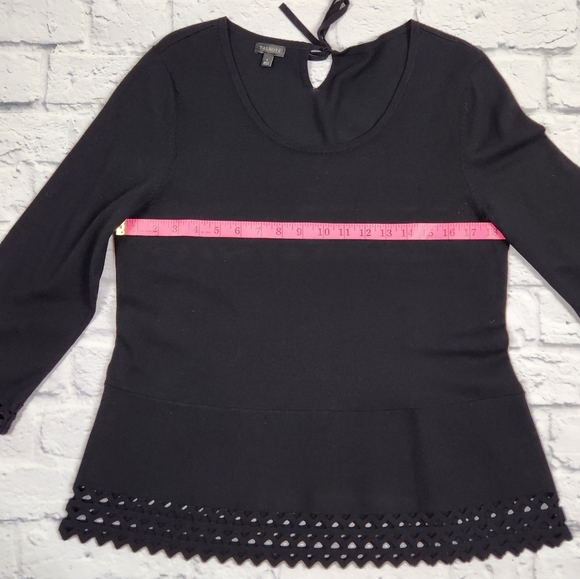 Talbots Shirt Womens Large Black Lace Trim - Picture 10 of 12
